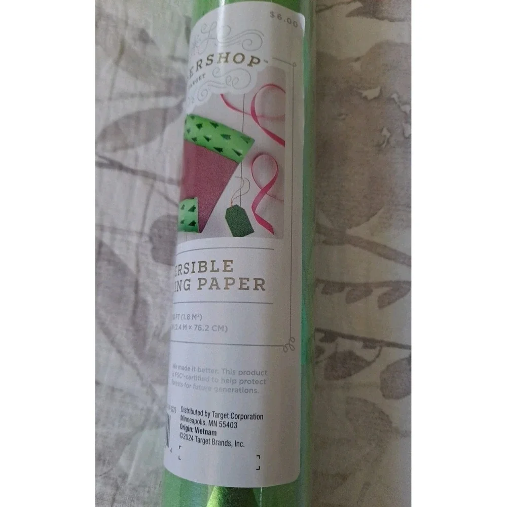 NIP 3 Rolls Wondershop Target Reversible Wrapping Paper Christmas Tree‎ And Red